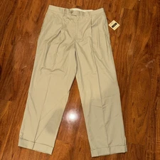 Corbin Prime Poplin Pleated Pants Cuffed  Fits 34x29 Beige