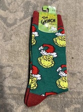 The Grinch Bioworld Christmas Crew Socks Sz 8-10 New