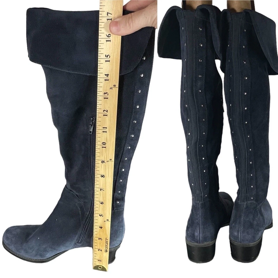 Vince Camuto Briella Azul Gamuza Cuero Sobre la Rodilla Botas TALLA 5.5 Mujer Zapato Foto 2 de 4