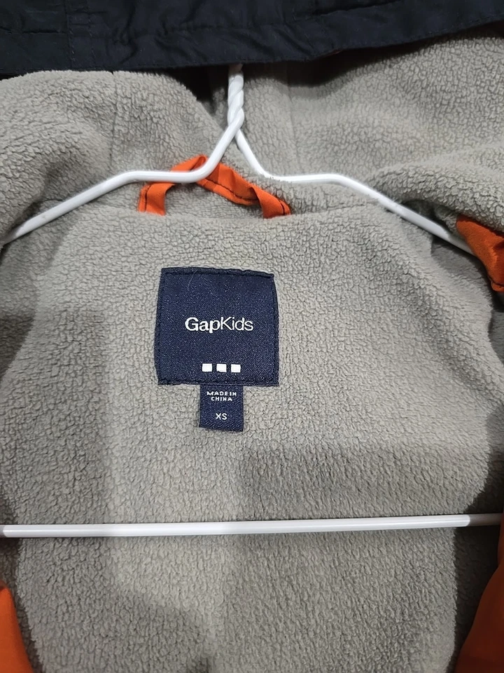 Gap Kids Boys XS Size 4-5 Fleece Lined Rain Jacket Coat Removable Hood Navy Blue - Image 3 of 4