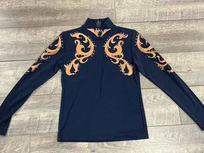 Hobby Horse Women's Western Show Shirt Blue/ Brown Size M - Photo 1/4