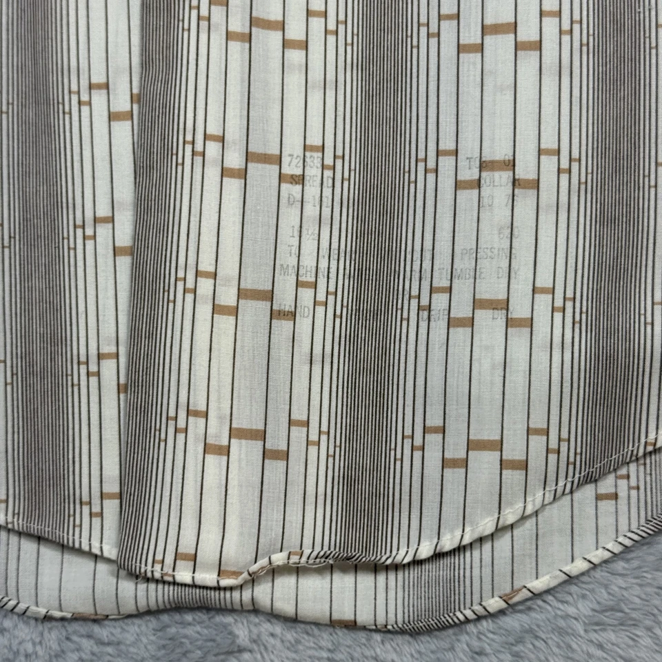 Camisa de vestir vintage Sears para hombre grande marrón tostado rayas geométricas manga corta años 70 Foto 3 de 4