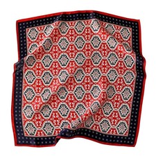 100 Pure Silk Scarf Women Black Red Paisley Kerchief Small Square Bandana 53cm