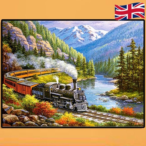 DIY Diamond Painting Train Park Full Round Drill Mosaic Art Picture Decor Kits
