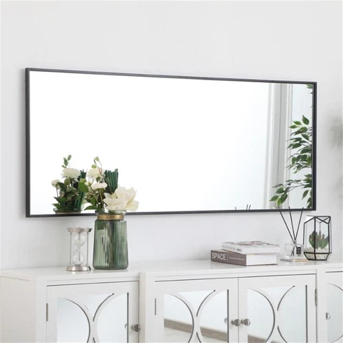Elegant Decor Eternity 60" x 24" Contemporary Metal Frame Mirror in Black - Picture 9 of 12