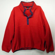 Vintage LL Bean Fleece Sweater Mens XL Red T Snap Pullover Sweatshirt