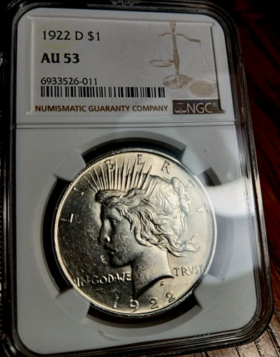 1923 D Peace Silver Dollar NGC AU 53