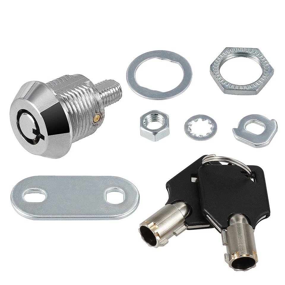 5/8" Cylinder Zinc Alloy Chrome Finish Tubular Cam Lock w Key, Keyed Alike Foto 3 de 4