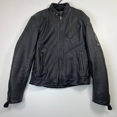 Belstaff Pure Motorcycle Leather Jacket Black Biker Cafe Racer Mens L