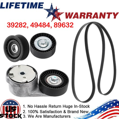 #ad #ad Drive Belt Tensioner and Idler Pulley Serpentine Belt Kit For Chrysler Jeep 3.6L $59.99