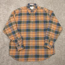 Vintage Eddie Bauer Shirt Mens XL Tall Brown Plaid Bainbridge Flannel Twill Work