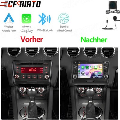 4+64GB Carplay Android 15 Autoradio GPS NAVI Kamera Für Audi TT MK2 8J 2006-14