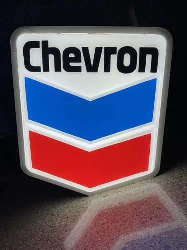 RARE Chevron Light Up Vintage Sign Gas Station 1970’s Embossed Plastic Face USA