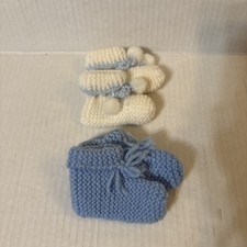 VTG Homemade Knit Baby Booties Set Of 2