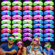 SHQDD 38PCS LED Glasses, Light Up 5 Red, Pink, Purple, Blue, Green