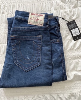 True Religion Men's Straight Leg Dark Wash Blue Denim Jeans Regular Fit NWT