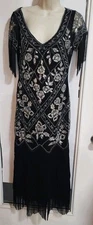 Babeyond Black Sequin Flapper Dress Fringe Beaded Bodycon Cocktail Party Size Sm