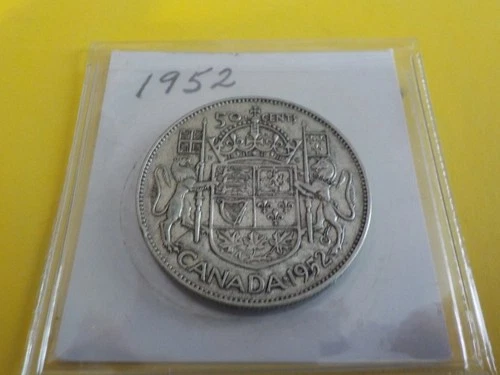 Canadian   1952    Silver   50  Cents   Half   Dollar   Coin