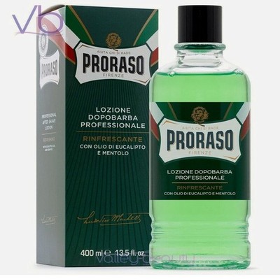 PRORASO Green Aftershave Lotion with Eucalyptus & Menthol Barber Size, 400ml NEW