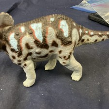 Vintage Dinosaur 1988 Brown  Blue Triceratops toy The Carnegie Safari LTD