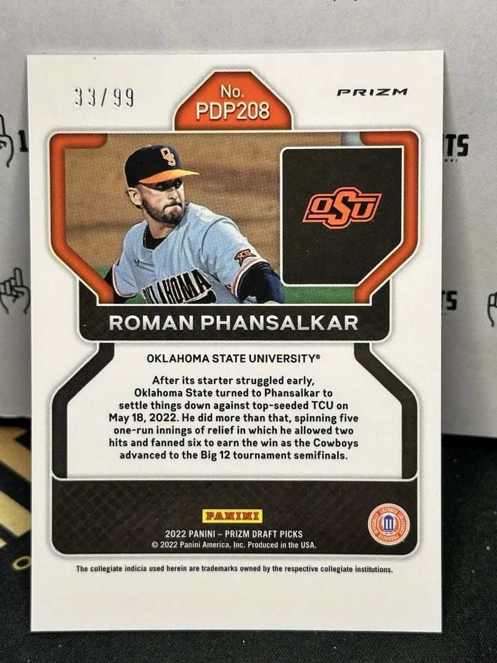 2022 Panini Prizm Draft Picks- Roman Phansalker- 33/99 Red Donut Circles - Image 2 of 2