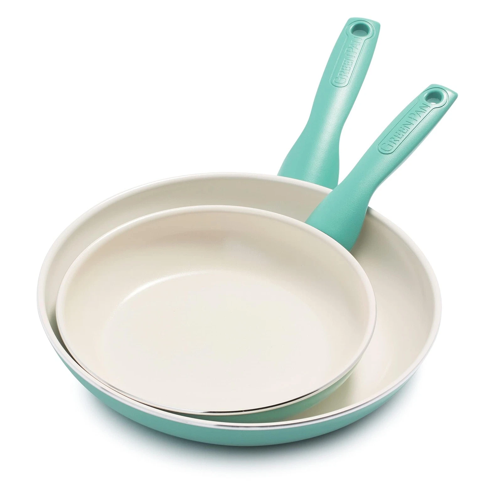 Frying Pan Skillet Set 8" and 10" Healthy Ceramic Nonstick PFAS-Free Turquoise