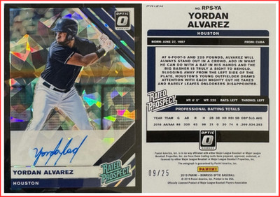 2019 Panini Donruss Yordan Alvarez Optic Cracked Ice Black /25 auto