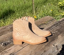 ROAN by Bed Stu Diabolical Western Cowgirl leather Ankle Boots Brown Tan Size 8