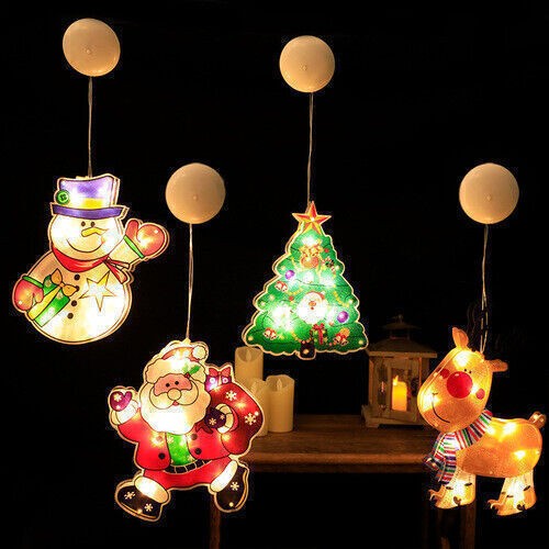 Fenster Weihnachten hängend LED Licht Weihnachtsschmuck Saugnapf Batterie Wohndeko - Bild 1 von 15