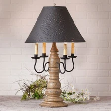 Bradford Lamp in Americana Pearwood with Textured Tin Shade