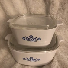 VTG CORNING WARE SET OF 2 w/ Lids Preowned 1 3/4 Qt + 2.5 Qt  USA C-23, C-20