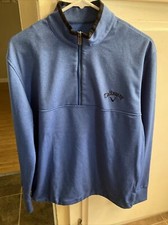 Callaway Weather Series Quarter Zip Pullover Fleece Lined Mens Size M Blue. EUC