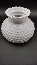 Vintage Hobnail  Lamp Shade, Milk Glass, Ruffled. 7 3/4" Fitter. NOS.