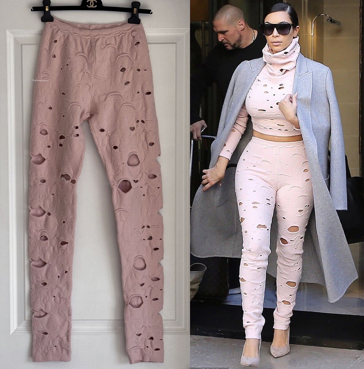 CHANEL 14A LIGHT PINK CC LOGO SUPERMARKET RUNWAY LEGGINGS CHANEL 14A LIGHT PINK CC LOGO SUPERMARKET RUNWAY LEGGINGS