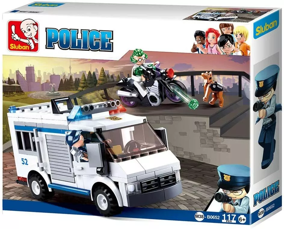 Sluban Police SWAT Prisoner Transporter Van Truck Bricks Blocks Play Toy B0652