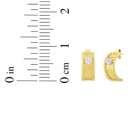 Orecchini a cerchio mezza luna Floreo oro giallo 14 kt 8,5 mm 0,17 ct diamanti perline - Foto 3 di 3