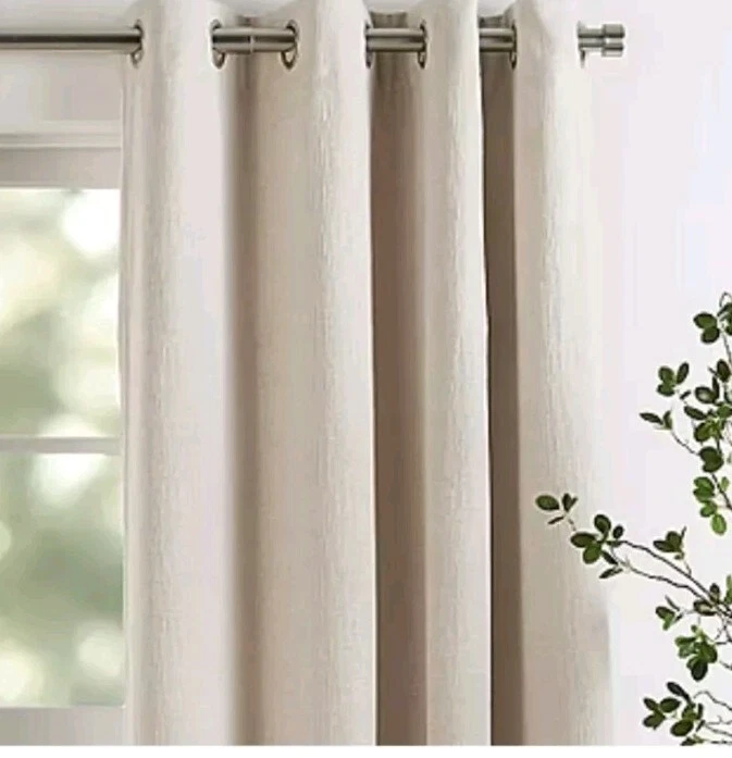 2 Paneles Cortina Martha Stewart Otto Lino Blackout 50x84" Oeko Tex Marfil (Par) Foto 3 de 4