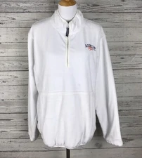 J America Women's White 1/4 Zip Fuzzy Fleece Auburn Tiger Pullover Jacket Sz XL