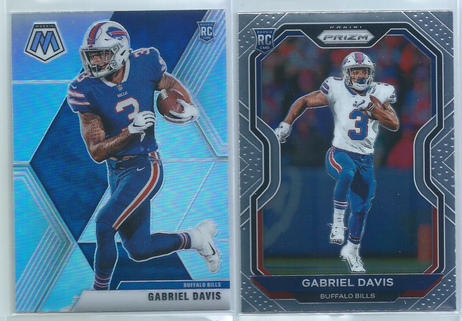 2020 Panini Prizm & Mosaic Silver Gabriel Davis Rookie RC #239 & #312