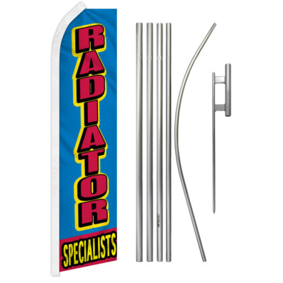 Radiator Specialist Advertising Swooper Feather Flutter Flag & Pole Kit Mechanic