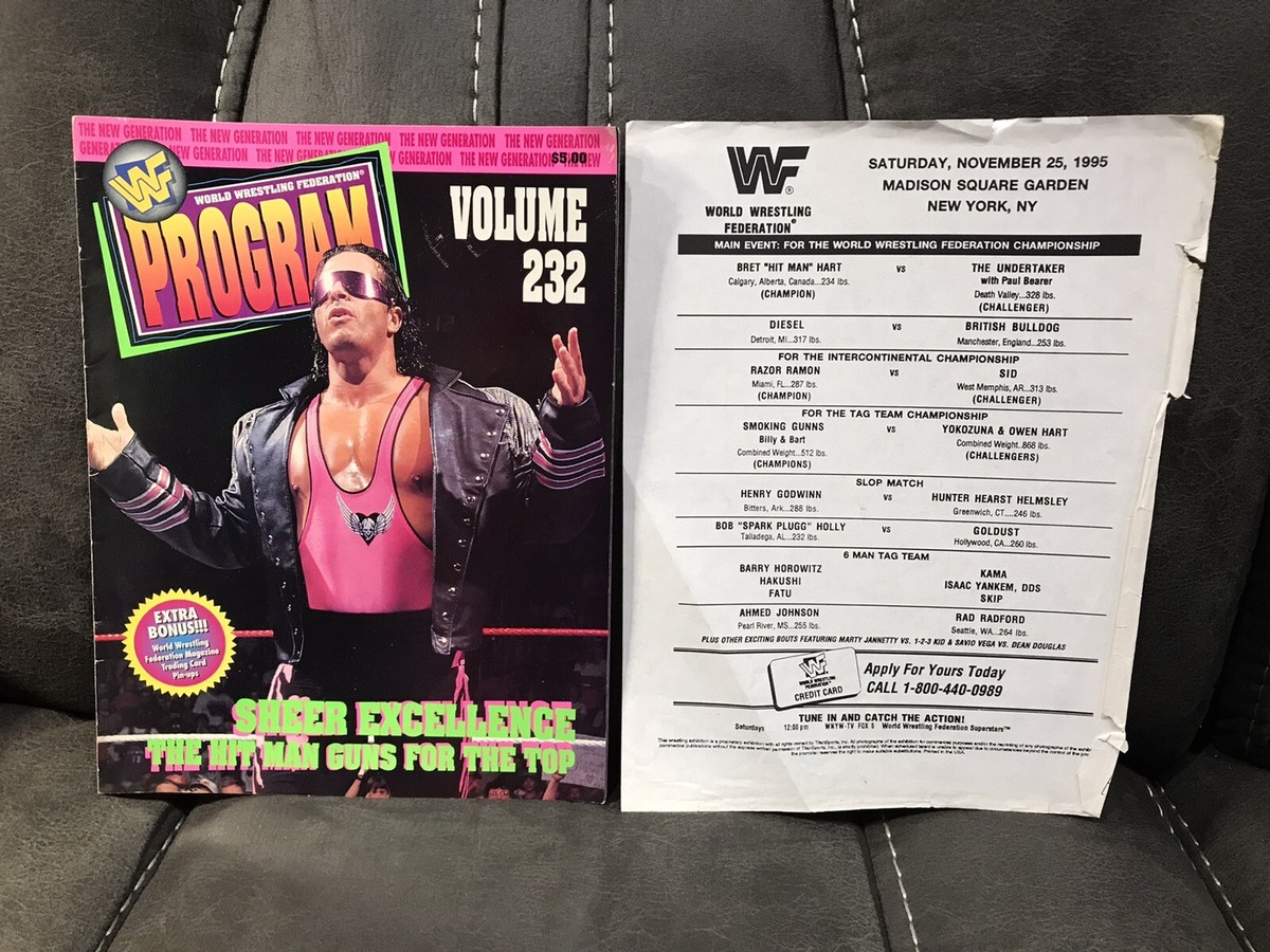 WWF Program Match Sheet 11/25/95 MSG Bret vs Undertaker! Rare