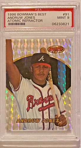 1996 Bowman's Best #91 Andruw Jones Atomic Refractor 1 of 7 PSA Mint 9