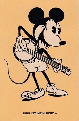 Alte Walter E.Disney Postkarte Micky Maus : DEIN IST MEIN  HERZ