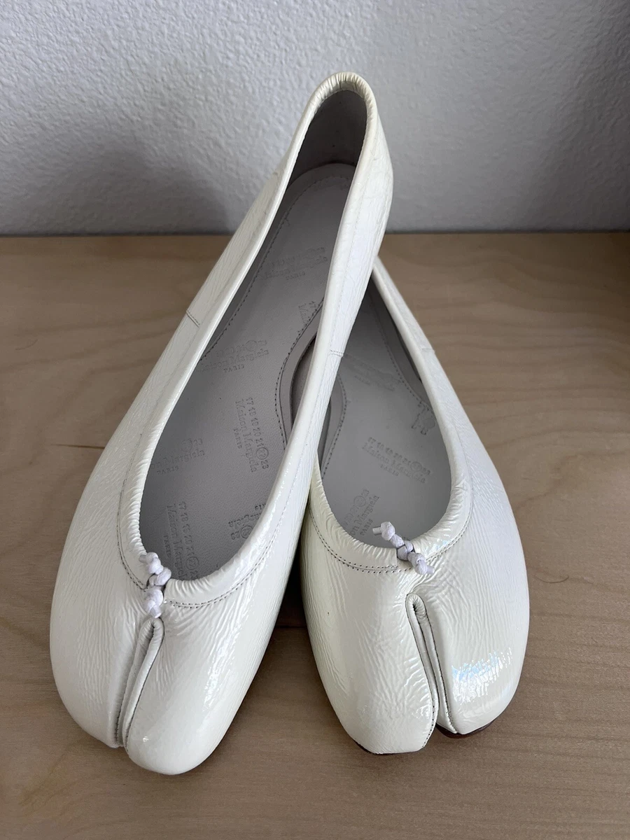 NWB Maison Margiela Tabi Ballerina Flats Patent Leather White