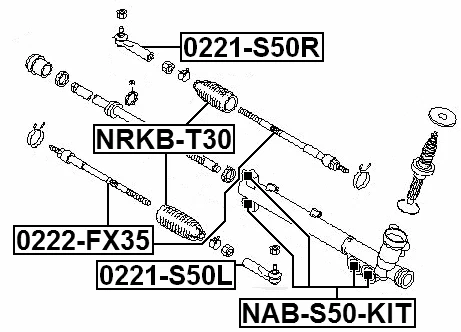 Extremo derecho de la barra de amarre - para infiniti fx45/35 2002-2008 OEM 48520-CG025 Foto 2 de 3