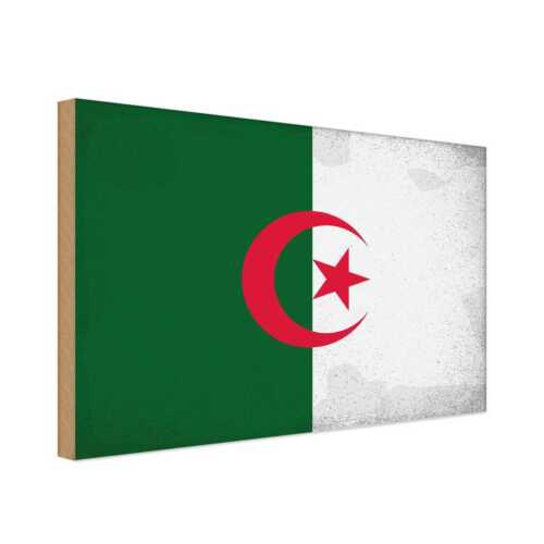 Targa in legno immagine in legno 30x40 cm Algeria bandiera regalo decorazione - Foto 1 di 4