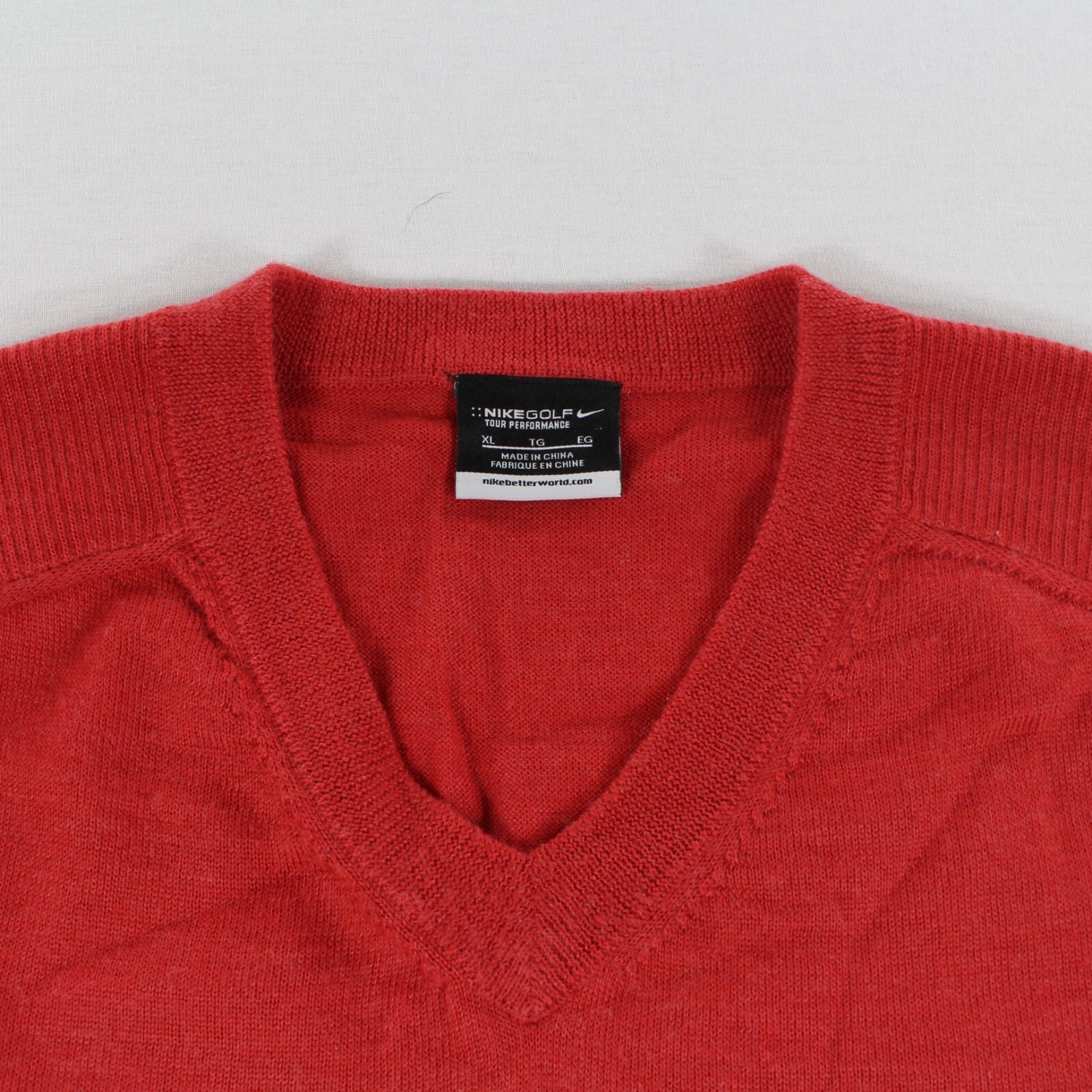 Nike Golf Jumper Sweater Red Orange V Neck Embroidered Logo Swoosh XL