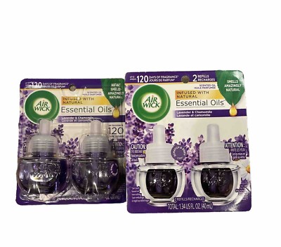 Lot Of 2 Air Wick Plug in Scented Oil Refill, 2 ct, Lavender and Chamomile New