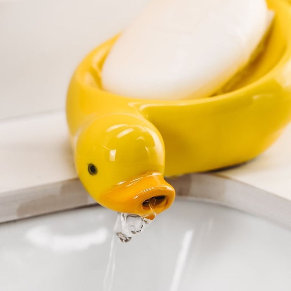 Stable Placement Cute Duck Soap Box Self Draining Soap Dish Bathroom eBay