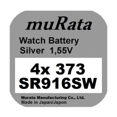 4x Murata/Sony 373 Uhren-Batterie Knopfzelle SR916SW Silberoxid Blisterware Neu